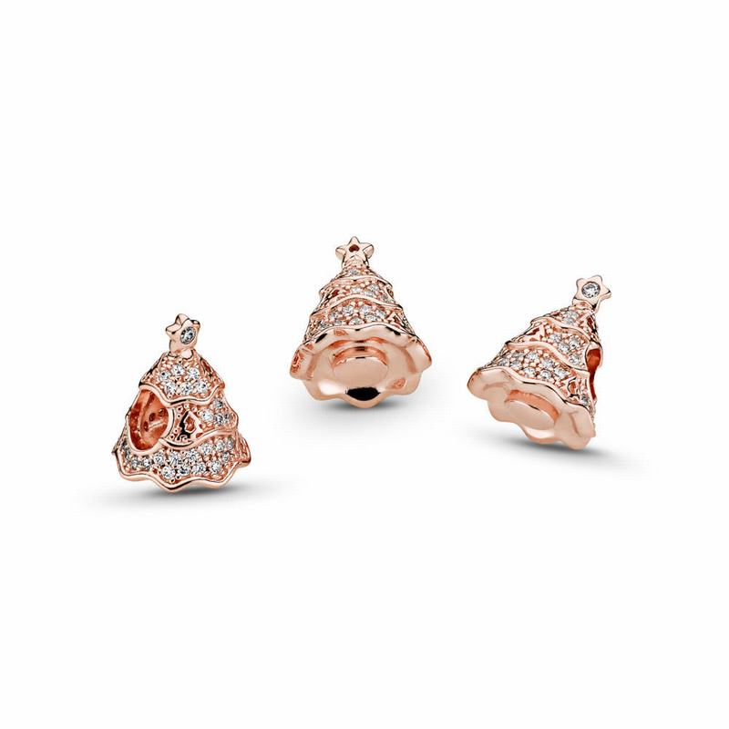 Pandora Rose™ Twinkling Christmas Tree Charm Ireland - Pandora Rose/Cubic Zirconia - 284791NJL